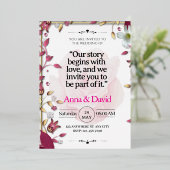 Elegante bloemen bruiloft uitnodiging (Staand Voorkant)