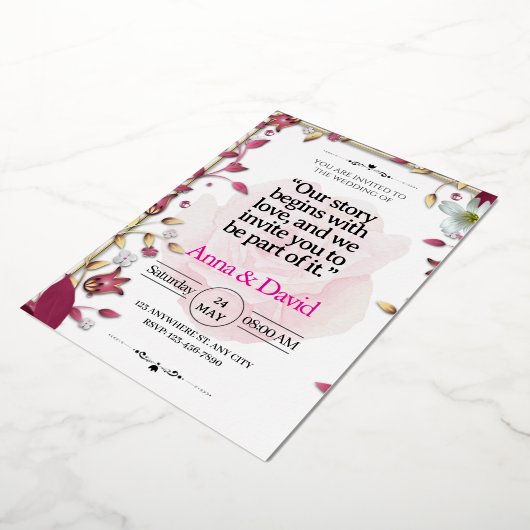 Elegante bloemen bruiloft uitnodiging (Gedraaid)