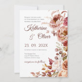 Elegante bloemen bruiloft uitnodiging (Voorkant)