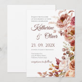 Elegante bloemen bruiloft uitnodiging (Voorkant / Achterkant)