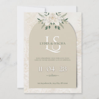 Elegante Bloemen Bruiloft Uitnodiging | Boog Ontwe