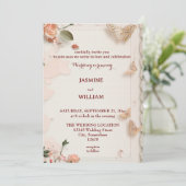 Elegante bloemen bruiloft uitnodiging Kaart Custom (Staand voorkant)