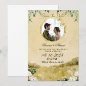Elegante bloemen bruiloft uitnodiging | Klassiek & (Voorkant / Achterkant)