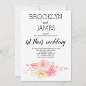 Elegante bloemen bruiloft uitnodiging met parels e (Voorkant)