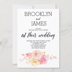 Elegante bloemen bruiloft uitnodiging met parels e