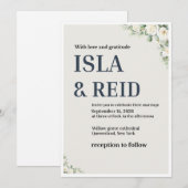 Elegante bloemen bruiloft uitnodiging | Minimaal k (Voorkant / Achterkant)