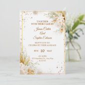 Elegante bloemen bruiloft uitnodiging – Moderne ka (Staand voorkant)