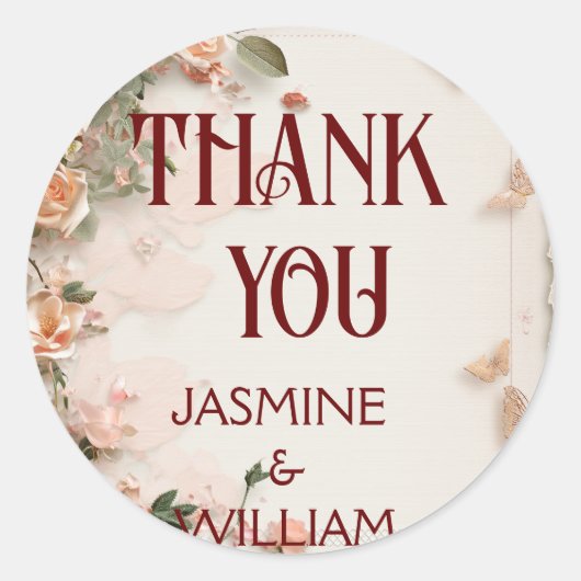 Elegante bloemen bruiloft uitnodiging Sticker Cust (Voorkant)