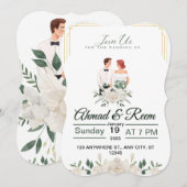 Elegante bloemen bruiloft uitnodigingen - volledig (Voorkant / Achterkant)