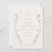 Elegante bloemen bruiloft uitnodigingskaart kaart (Voorkant)