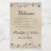 Elegante  Bloemen Bruiloft Welkomstmand Mini Wijn Etiket (Enkel label)