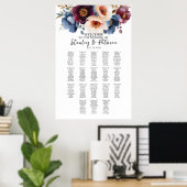 Elegante bloemen bruiloft zitgrafiek 18 tafels poster (Thuiskantoor)