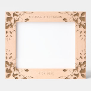 Elegante bloemen bruiloftsherinnering foto gegraveerde lijstjes