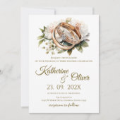 Elegante bloemen bruiloftsinvatie kaart (Voorkant)