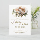 Elegante bloemen bruiloftsinvatie kaart (Staand voorkant)