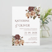 Elegante bloemen bruiloftsinvatie kaart (Staand voorkant)