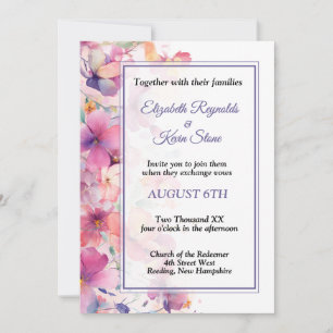 Elegante bloemen bruiloftsinvatie kaart