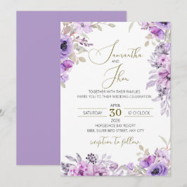 Elegante bloemen bruiloftsinvatie kaart