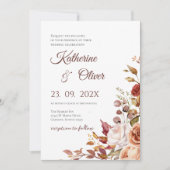 Elegante bloemen bruiloftsinvatie kaart (Voorkant)