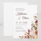 Elegante bloemen bruiloftsinvatie kaart (Voorkant / Achterkant)