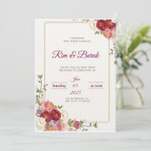 Elegante Bloemen Bruiloftsinvatie Kaart (Staand voorkant)