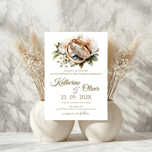 Elegante bloemen bruiloftsinvatie kaart