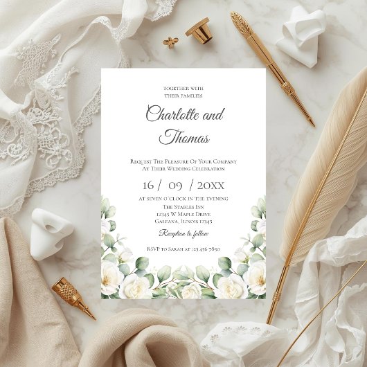 Elegante bloemen bruiloftsinvatie kaart