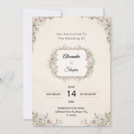 Elegante Bloemen Bruiloftsinvatie Kaart