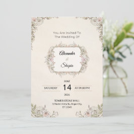 Elegante Bloemen Bruiloftsinvatie Kaart