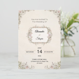 Elegante Bloemen Bruiloftsinvatie Kaart