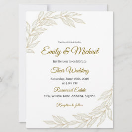 Elegante bloemen bruiloftsinvatie met gouden schri kaart