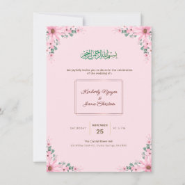 Elegante Bloemen Bruiloftsinvatie | Modern & Romei Kaart