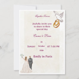 Elegante Bloemen Bruiloftsinvatie | RomaInvitation Kaart