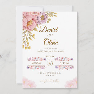 Elegante Bloemen Bruiloftsinvatie Romantisch Roz Kaart
