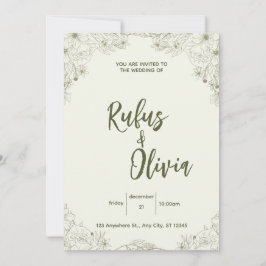 Elegante bloemen bruiloftsinvatie | Vintage botani Notitiekaartje