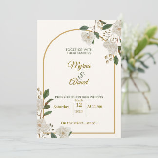 Elegante bloemen bruiloftsinvatie voor Rufus & Oli Kaart