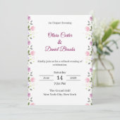 Elegante bloemen bruiloftsinvitaties kaart (Staand voorkant)