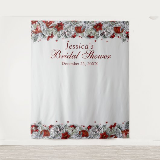 Elegante bloemen bruiloftsshower fotohokje achterg wandkleed (Voorkant)