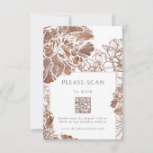 Elegante Bloemen Bruin Trouwen QR-code RSVP Kaartje (Voorkant)