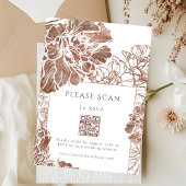 Elegante Bloemen Bruin Trouwen QR-code RSVP Kaartje