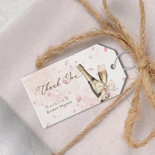 Elegante Bloemen Bruisende Bruiloft Dankkaart Cadeaulabel