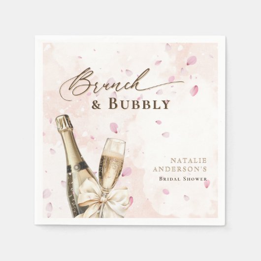 Elegante Bloemen Brunch & Mousserende Bruiloftsdou Servet (Voorkant)