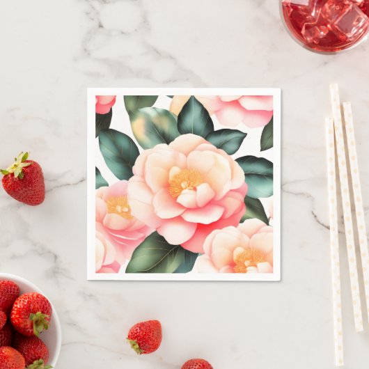 Elegante Bloemen Camellia Servet (Insitu)