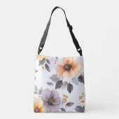 Elegante Bloemen Canvas tas met Zachte Pastel Grij (Achterkant)