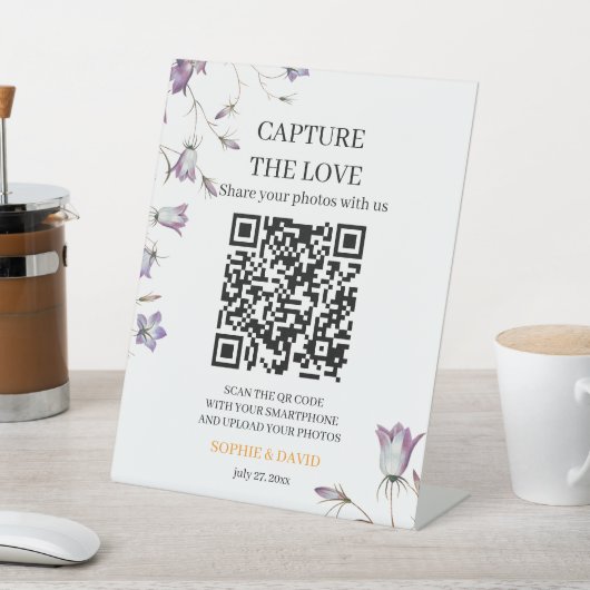 Elegante Bloemen Capture de Liefde Trouwteken Reclamebord Met Voetstuk (Insitu)