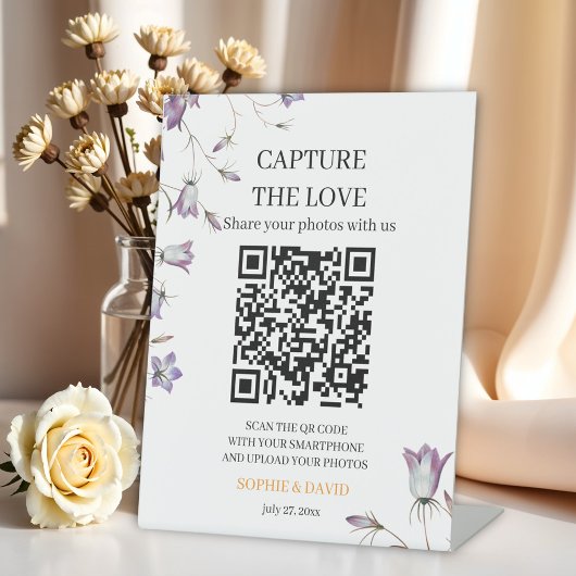 Elegante Bloemen Capture de Liefde Trouwteken Reclamebord Met Voetstuk