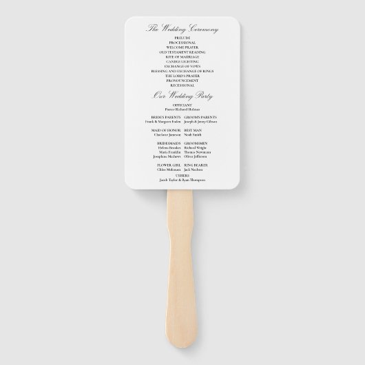 Elegante Bloemen Cascade Trouwprogramma Handwaaier (Achterkant)