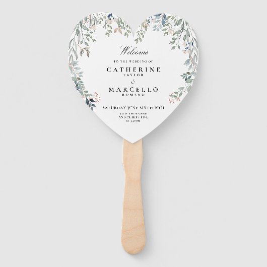 Elegante Bloemen Cascade Trouwprogramma Handwaaier (Voorkant)