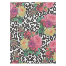  elegante bloemen cheetah floral Table Cloth
