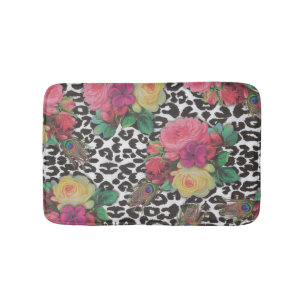elegante bloemen cheetah pauw floral badmat